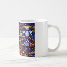 Arte popular de la diversión del fiesta de los búh taza de café