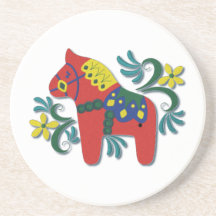 Arte popular del navidad del caballo de Dala del s Posavasos Manualidades