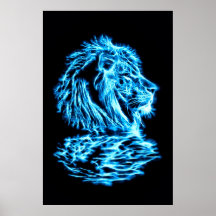 Arte principal del fractal del león poster