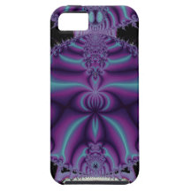 Arte púrpura y negro del fractal iPhone 5 protector
