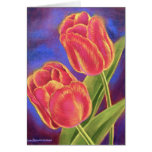 Arte rojo de la flor de los tulipanes - multi tarjeta