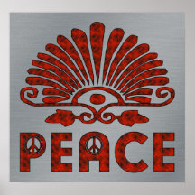 Arte rojo de la paz del tatuaje posters