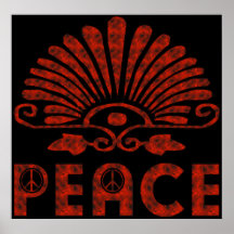 Arte rojo de la paz del tatuaje posters