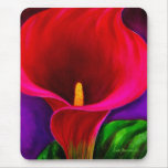 Arte rojo de la pintura de la flor del lirio de Ca Alfombrilla De Ratones
