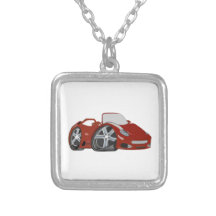Arte rojo del coche del dibujo animado collar personalizado