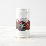 Arte rojo del coche del dibujo animado taza