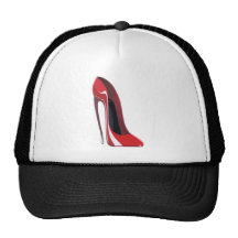 Arte rojo del zapato del estilete del talón loco gorras de camionero