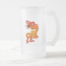 Arte rojo y anaranjado ardiente del dragón tazas
