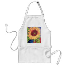 Arte tropical grande del girasol - multi delantales