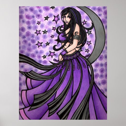 Arte violeta de la bailarina de la danza del vient poster
