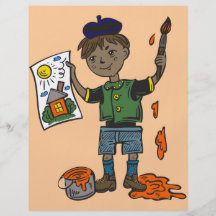 Artista e ilustraciones del muchacho tarjeton