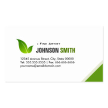 Artista fino - verde moderno elegante plantilla de tarjeta de visita
