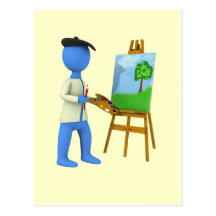Artista y caballete tarjetas postales
