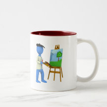 Artista y caballete taza de café