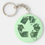 Artístico recicle el símbolo llaveros personalizados