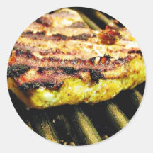 Asado a la parilla del pollo pegatina