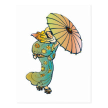 Asiático virginal del paraguas del geisha postales