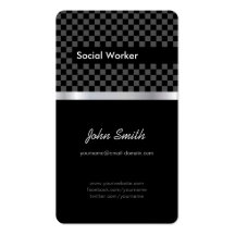 Asistente social - a cuadros negro elegante tarjetas de negocios