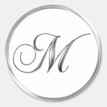 Astilla de la letra del monograma de M en el sello Pegatina