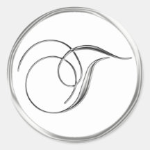 Astilla de la letra del monograma de T en el sello Pegatina