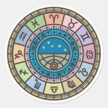 Astrología occidental etiqueta redonda