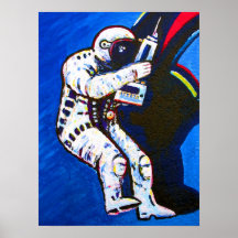Astronauta, fondo azul poster