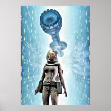 Astronauta y nave espacial poster