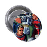 Astronautas de la ciencia ficción del vintage con  pins