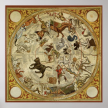 Astronomía del vintage, carta de estrella celestia posters