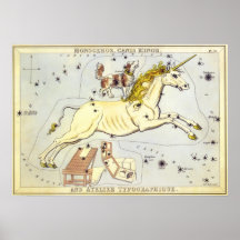Astronomía del vintage, constelación de Monoceros  Posters