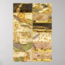 Astronomía del vintage, estrellas celestiales de l poster