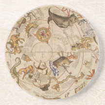 Astronomía del vintage, mapa celestial del planisf posavasos diseño