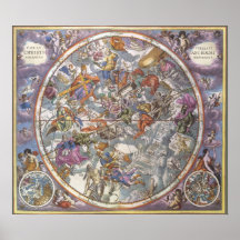 Astronomía del vintage, mapa de constelaciones cri impresiones
