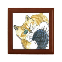 Ataque observado del hilado del gatito uno del tig cajas de recuerdo