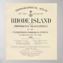 Atlas de Rhode Island de la página de título Poster