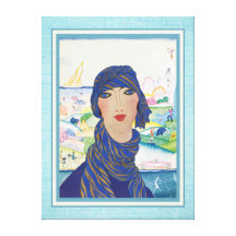 Atleta de la mujer del art déco del vintage impresión en lienzo estirada