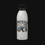 Atleta del ordenador del friki botellas de agua