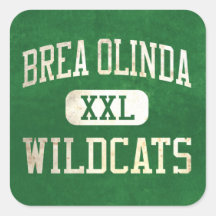Atletismo de los gatos monteses de Brea Olinda Calcomanías Cuadradas Personalizadas