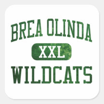Atletismo de los gatos monteses de Brea Olinda Calcomania Cuadradas