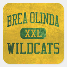 Atletismo de los gatos monteses de Brea Olinda Calcomanías Cuadradass