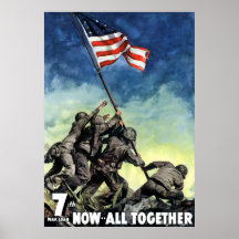 Aumento de la bandera en Iwo Jima Poster