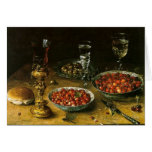 Aún-Vida con las cerezas y las fresas Felicitación