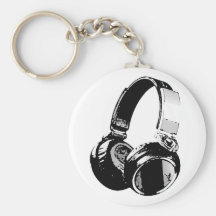 Auricular negro y blanco del arte pop llaveros personalizados