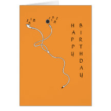 Auriculares con la tarjeta de felicitación de las 