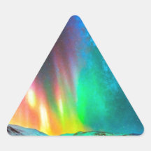 aurora Borealis art2 del arco iris Calcomanía De Triangulo