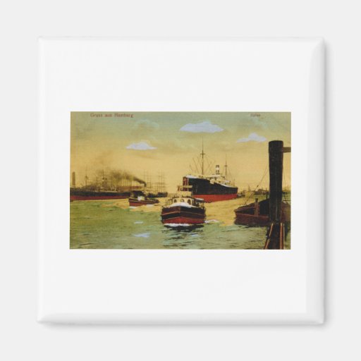 Aus Hamburgo, vintage de Gruss de Hafen Imán Para Frigorifico