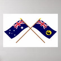 Australia y banderas cruzadas occidentales de Aust Posters