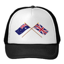 Australia y banderas cruzadas Reino Unido Gorros
