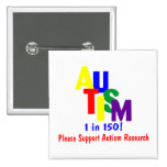 Autismo 1 en 150 (investigación del autismo de la  pins