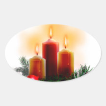 Autoadhesivos velas de Noël Calcomania Oval Personalizadas
